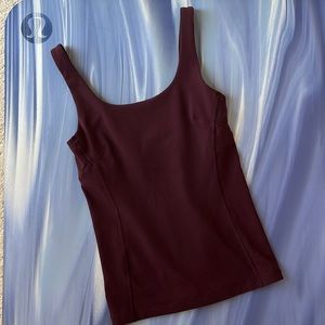 lululemon Luon Tank Top with Mesh detailing + adjustable Built-in Bra Plum GUC